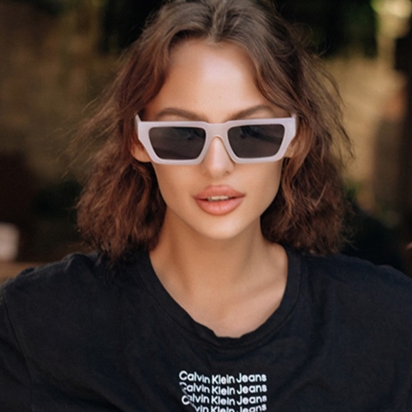 Gray Square Men Women Thick Frame Trendy Party Rectangle Y2K Hip Hop Sunglasses - Picture 4 of 5